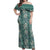 Hawaii Vintage Green Hibiscus Tapa Pattern Off Shoulder Maxi Dress