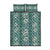 Hawaii Vintage Green Hibiscus Tapa Pattern Quilt Bed Set