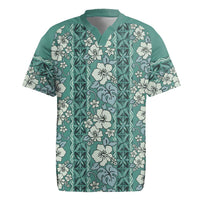 Hawaii Vintage Green Hibiscus Tapa Pattern Rugby Jersey LT05 Green - Polynesian Pride
