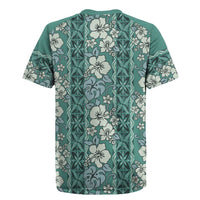 Hawaii Vintage Green Hibiscus Tapa Pattern Rugby Jersey LT05 - Polynesian Pride
