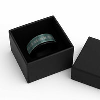 Hawaii Vintage Green Hibiscus Tapa Pattern Spinner Ring - Polynesian Pride