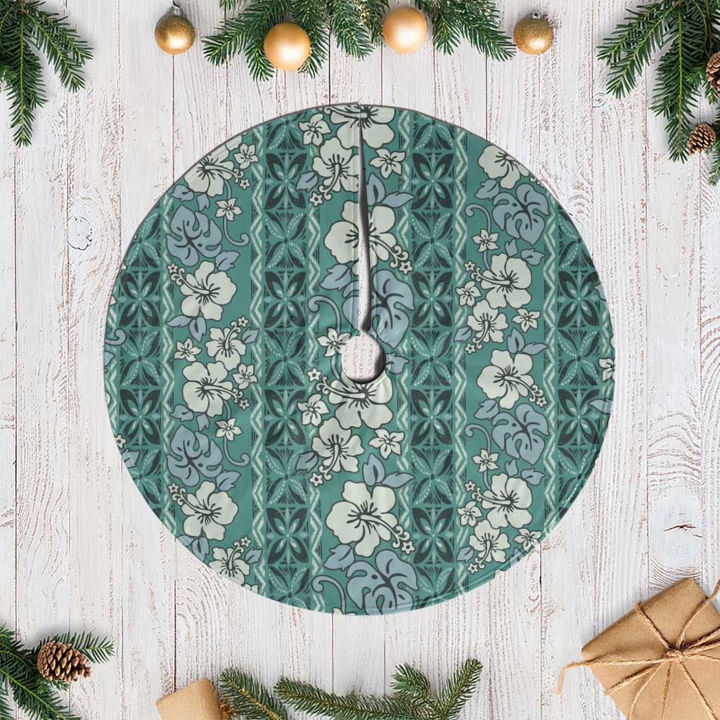 Hawaii Vintage Green Hibiscus Tapa Pattern Tree Skirt LT05 Casual Green - Polynesian Pride