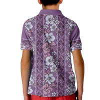 Hawaii Vintage Violet Hibiscus Tapa Pattern Kid Polo Shirt
