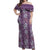 Hawaii Vintage Violet Hibiscus Tapa Pattern Off Shoulder Maxi Dress