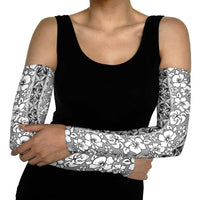 Hawaii Vintage Gray Hibiscus Tapa Pattern Arm Sleeves LT05 - Polynesian Pride