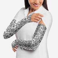 Hawaii Vintage Gray Hibiscus Tapa Pattern Arm Sleeves LT05 - Polynesian Pride