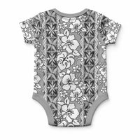 Hawaii Vintage Gray Hibiscus Tapa Pattern Baby Onesie LT05 - Polynesian Pride
