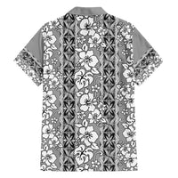Hawaii Vintage Gray Hibiscus Tapa Pattern Family Matching Long Sleeve Bodycon Dress and Hawaiian Shirt LT05 - Polynesian Pride