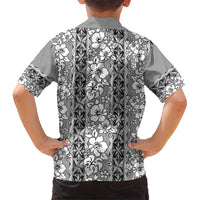 Hawaii Vintage Gray Hibiscus Tapa Pattern Hawaiian Shirt