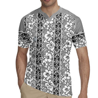 Hawaii Vintage Gray Hibiscus Tapa Pattern Rugby Jersey LT05 - Polynesian Pride