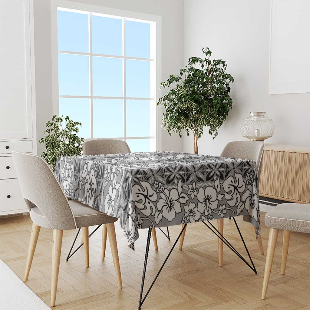 Hawaii Vintage Gray Hibiscus Tapa Pattern Tablecloth