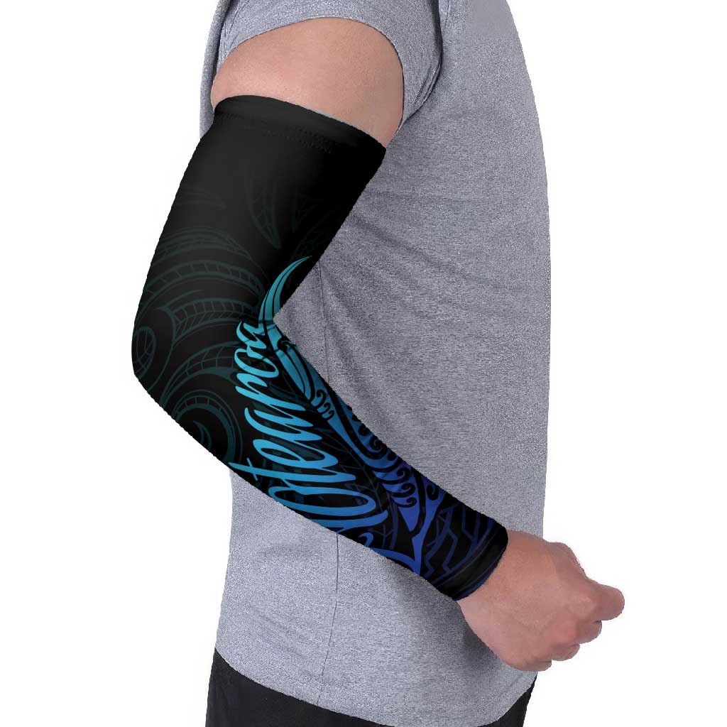 Aotearoa New Zealand Arm Sleeves Koru Fern Blue Gradient - Polynesian Pride