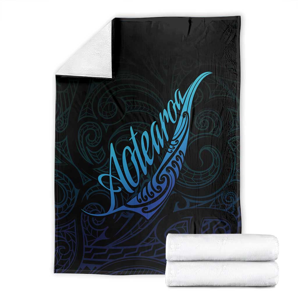 Aotearoa New Zealand Blanket Koru Fern Blue Gradient