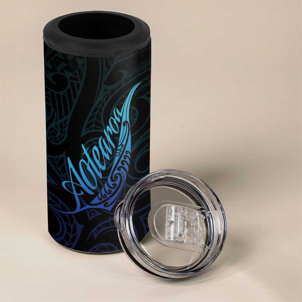 Aotearoa New Zealand 4 in 1 Can Cooler Tumbler Koru Fern Blue Gradient