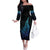 Aotearoa New Zealand Family Matching Off The Shoulder Long Sleeve Dress and Hawaiian Shirt Koru Fern Blue Gradient