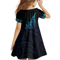 Aotearoa New Zealand Family Matching Off Shoulder Maxi Dress and Hawaiian Shirt Koru Fern Blue Gradient LT05 - Polynesian Pride
