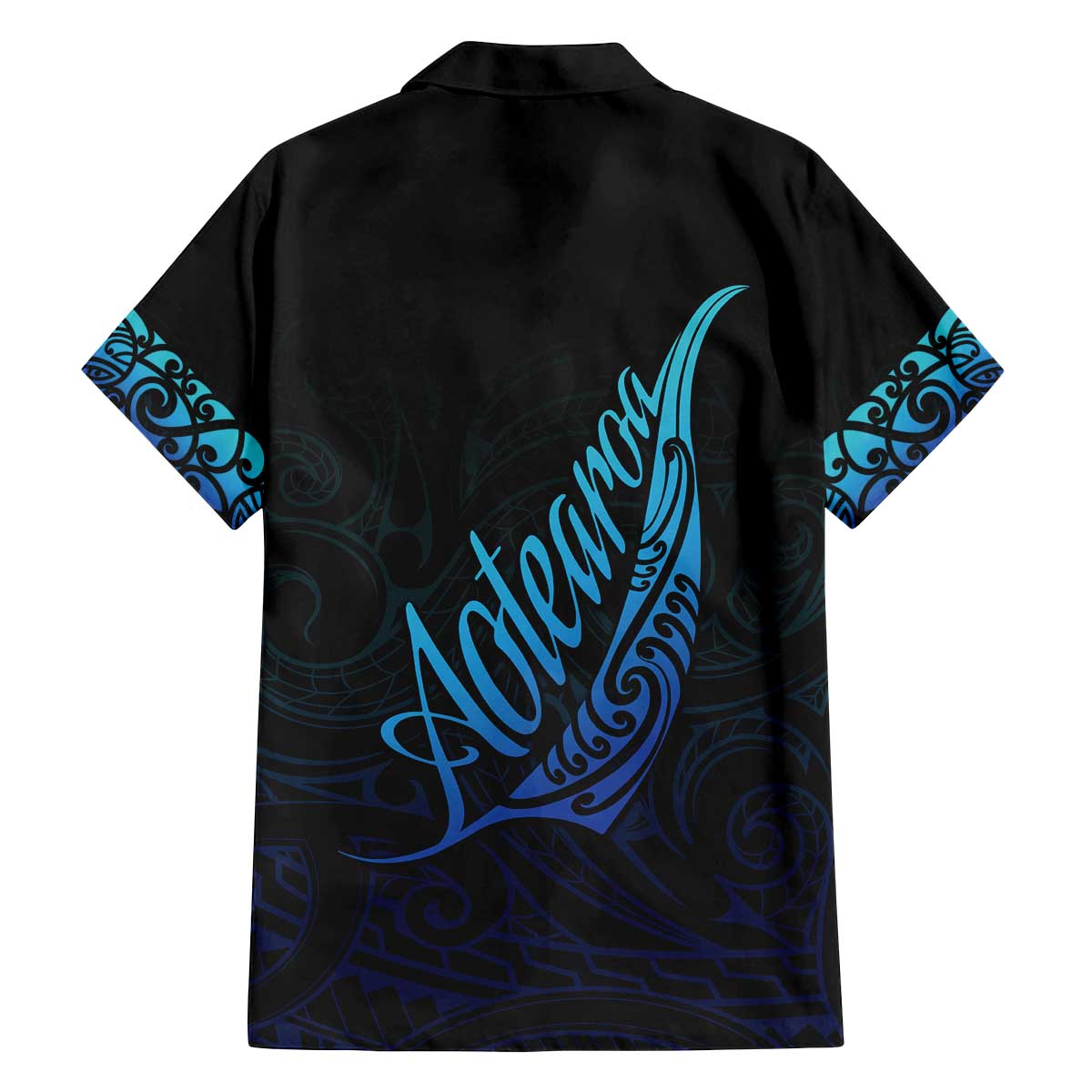 Aotearoa New Zealand Family Matching Off Shoulder Short Dress and Hawaiian Shirt Koru Fern Blue Gradient LT05 - Polynesian Pride