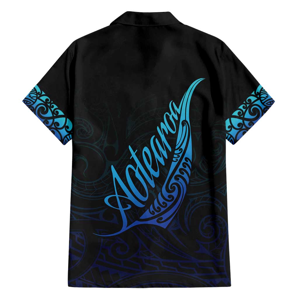 Aotearoa New Zealand Family Matching Summer Maxi Dress and Hawaiian Shirt Koru Fern Blue Gradient LT05 - Polynesian Pride