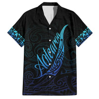 Aotearoa New Zealand Family Matching Tank Maxi Dress and Hawaiian Shirt Koru Fern Blue Gradient LT05 Dad's Shirt - Short Sleeve Blue - Polynesian Pride