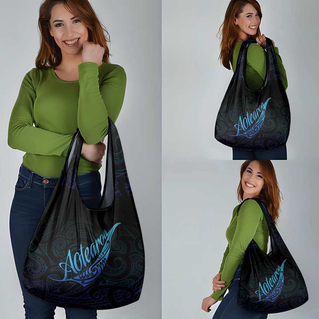 Aotearoa New Zealand Grocery Bag Koru Fern Blue Gradient