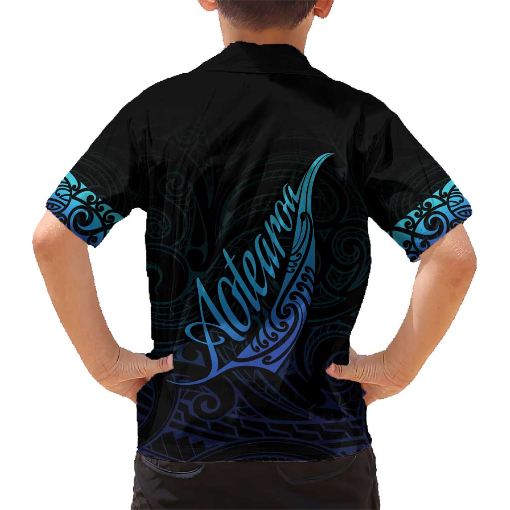 Aotearoa New Zealand Kid Hawaiian Shirt Koru Fern Blue Gradient
