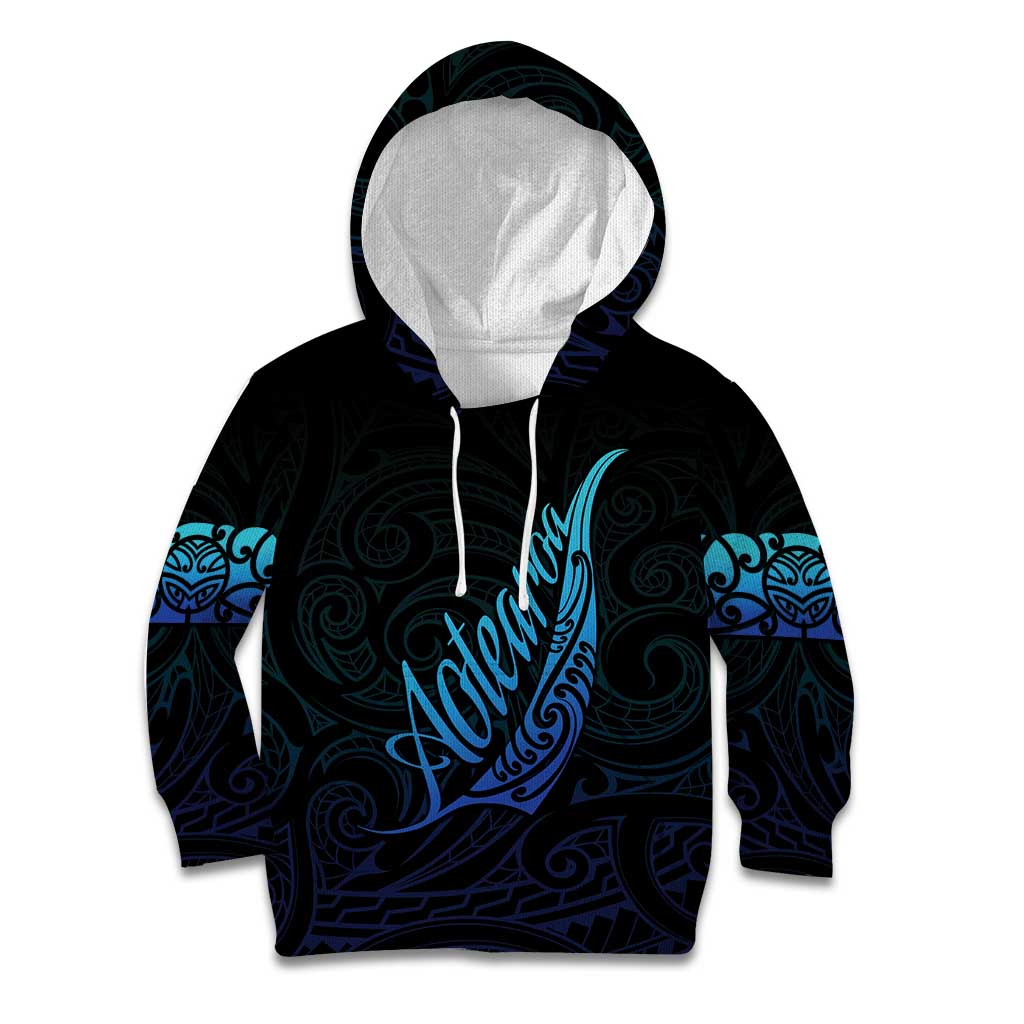 Aotearoa New Zealand Kid Hoodie Koru Fern Blue Gradient LT05 Hoodie Blue - Polynesian Pride
