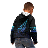 Aotearoa New Zealand Kid Hoodie Koru Fern Blue Gradient LT05 - Polynesian Pride