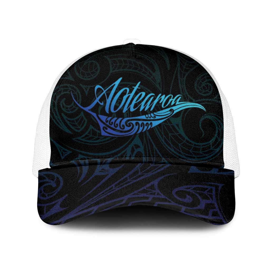Aotearoa New Zealand Mesh Trucker Cap Koru Fern Blue Gradient - Polynesian Pride