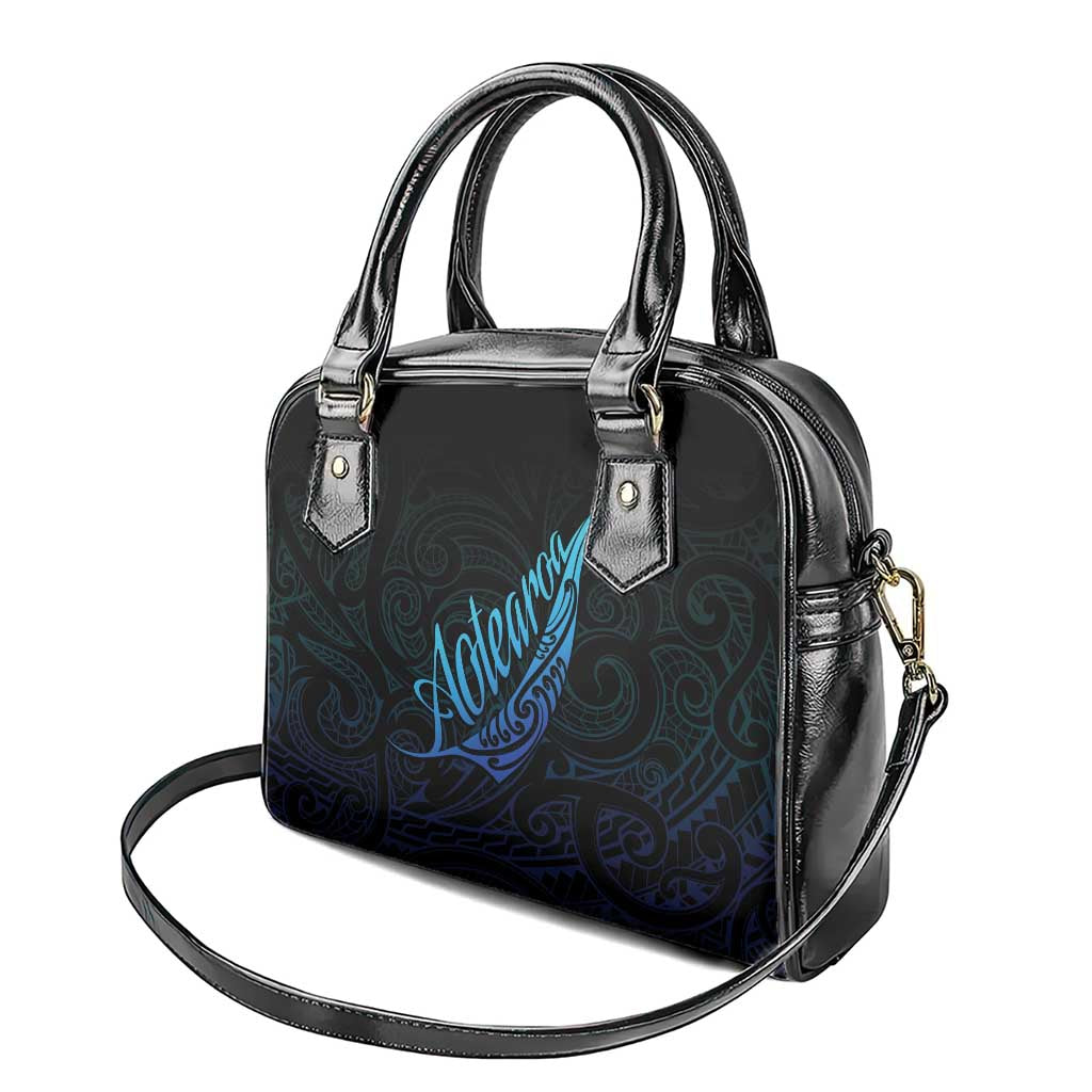 Aotearoa New Zealand Shoulder Handbag Koru Fern Blue Gradient