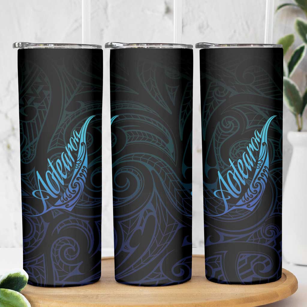 Aotearoa New Zealand Skinny Tumbler Koru Fern Blue Gradient
