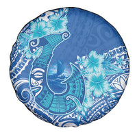 Hawaii Discoverers Day Spare Tire Cover Polynesian Fish Hook With Hibiscus Blue LT05 - Polynesian Pride