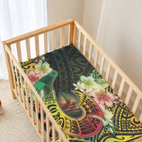 Hawaii Discoverers Day Baby Bed Cover Polynesian Fish Hook With Hibiscus Reggae LT05 - Polynesian Pride