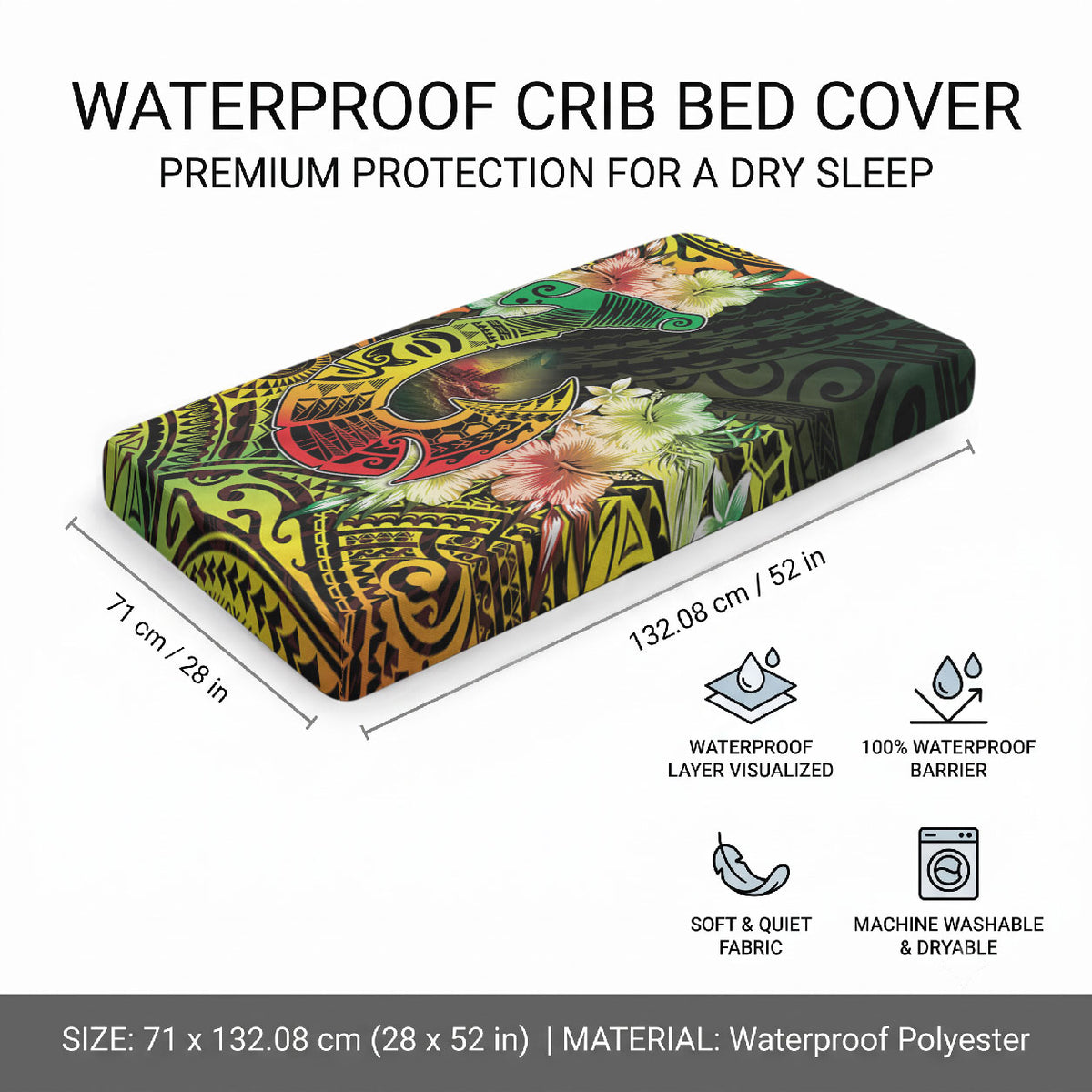 Hawaii Discoverers Day Baby Bed Cover Polynesian Fish Hook With Hibiscus Reggae LT05 - Polynesian Pride