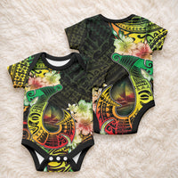 Hawaii Discoverers Day Baby Onesie Polynesian Fish Hook With Hibiscus Reggae LT05 - Polynesian Pride
