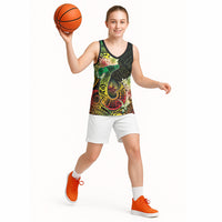 Hawaii Discoverers Day Basketball Jersey Polynesian Fish Hook With Hibiscus Reggae LT05 - Polynesian Pride