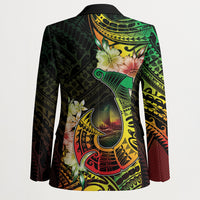Hawaii Discoverers Day Blazer Polynesian Fish Hook With Hibiscus Reggae