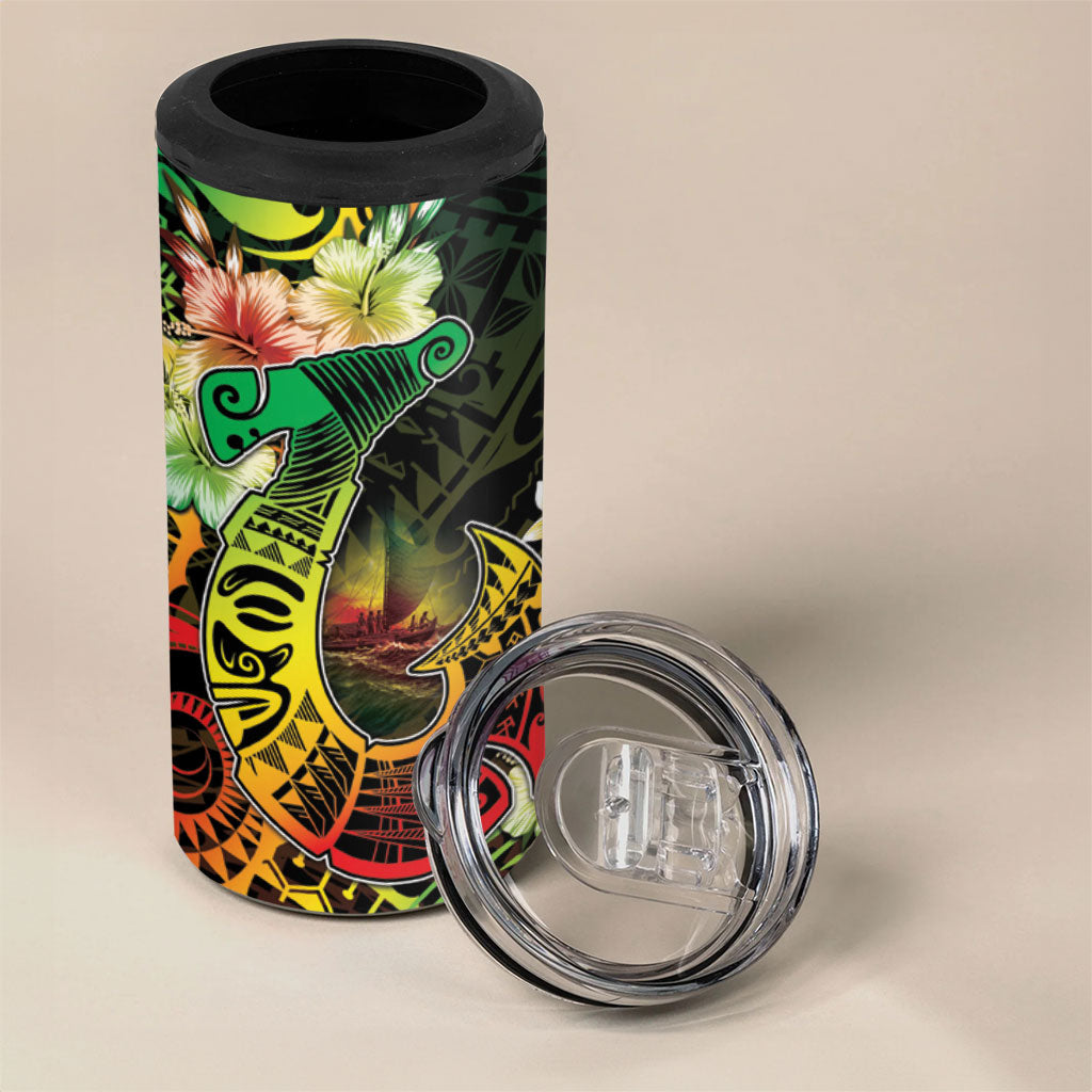 Hawaii Discoverers Day 4 in 1 Can Cooler Tumbler Polynesian Fish Hook With Hibiscus Reggae LT05 - Polynesian Pride