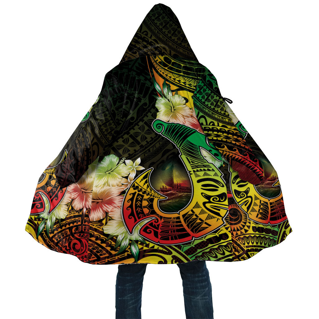 Hawaii Discoverers Day Cloak Polynesian Fish Hook With Hibiscus Reggae LT05 Unisex Reggae - Polynesian Pride