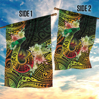 Hawaii Discoverers Day Garden Flag Polynesian Fish Hook With Hibiscus Reggae LT05 - Polynesian Pride
