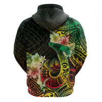 Hawaii Discoverers Day Hoodie Polynesian Fish Hook With Hibiscus Reggae LT05 - Polynesian Pride