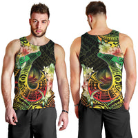 Hawaii Discoverers Day Men Tank Top Polynesian Fish Hook With Hibiscus Reggae LT05 - Polynesian Pride