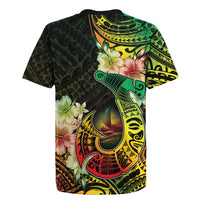 Hawaii Discoverers Day Rugby Jersey Polynesian Fish Hook With Hibiscus Reggae LT05 - Polynesian Pride