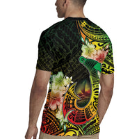 Hawaii Discoverers Day Rugby Jersey Polynesian Fish Hook With Hibiscus Reggae LT05 - Polynesian Pride