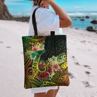 Hawaii Discoverers Day Tote Bag Polynesian Fish Hook With Hibiscus Reggae LT05 - Polynesian Pride