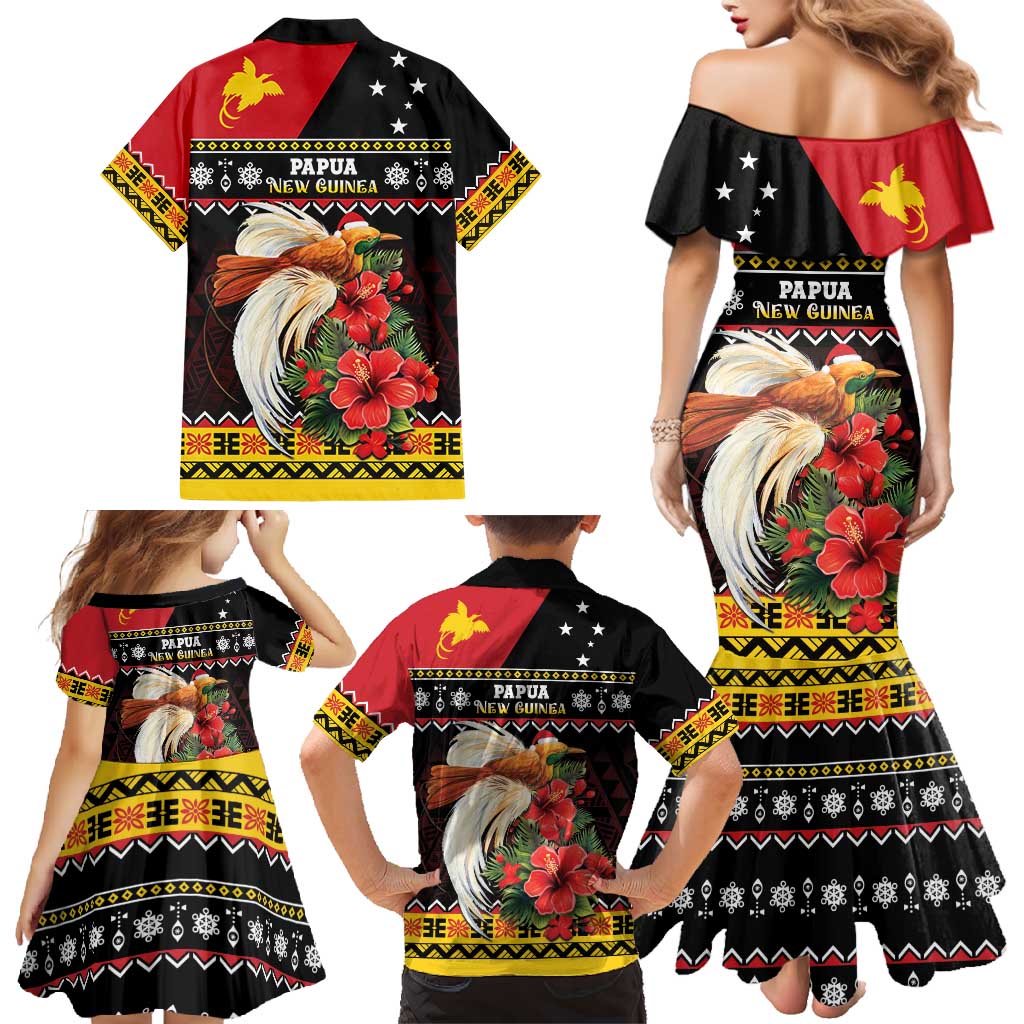 Papua New Guinea Christmas Family Matching Mermaid Dress and Hawaiian Shirt Bird Of Paradise Hamamas Krismas LT05 - Polynesian Pride