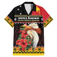 Papua New Guinea Christmas Family Matching Mermaid Dress and Hawaiian Shirt Bird Of Paradise Hamamas Krismas LT05 Dad's Shirt - Short Sleeve Black - Polynesian Pride