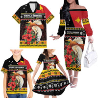 Papua New Guinea Christmas Family Matching Off The Shoulder Long Sleeve Dress and Hawaiian Shirt Bird Of Paradise Hamamas Krismas LT05 - Polynesian Pride