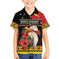 Papua New Guinea Christmas Family Matching Off Shoulder Maxi Dress and Hawaiian Shirt Bird Of Paradise Hamamas Krismas LT05 Son's Shirt Black - Polynesian Pride
