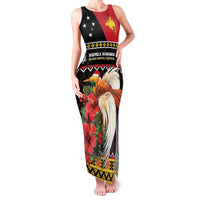 Papua New Guinea Christmas Family Matching Tank Maxi Dress and Hawaiian Shirt Bird Of Paradise Hamamas Krismas LT05 Mom's Dress Black - Polynesian Pride