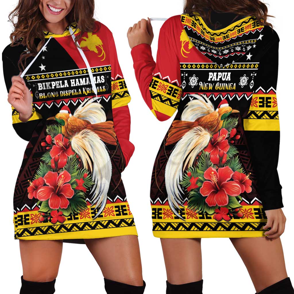 Papua New Guinea Christmas Hoodie Dress Bird Of Paradise Hamamas Krismas LT05 - Polynesian Pride